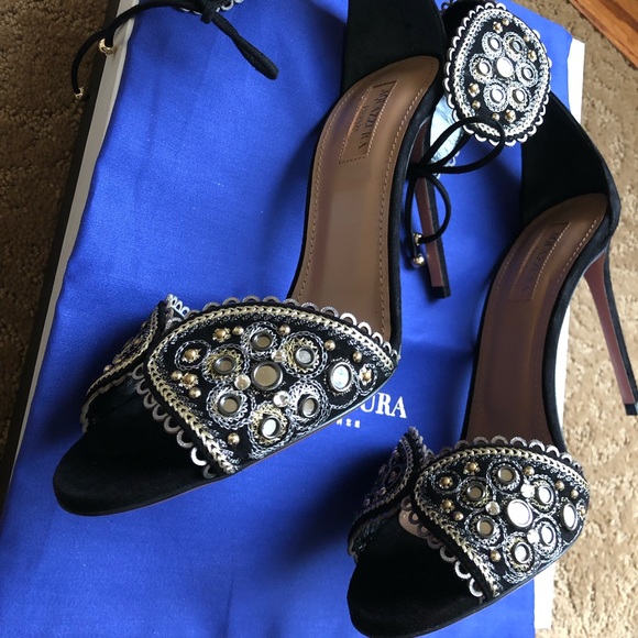 aquazzura blue heels